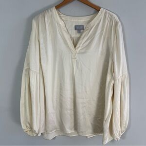 Pure Collection 100% Silk Ivory Blouse, Size 14/16